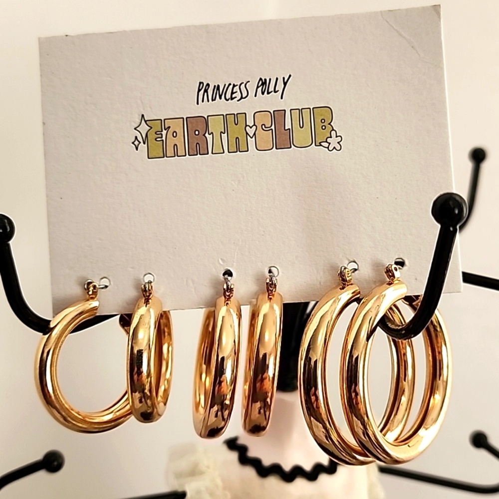 Princes Polly Earth Club Hoop Earrings-3pair